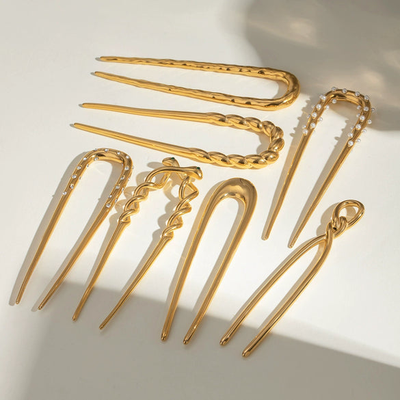 Wholesale Hairpin Stainless Steel 18K Gold Electroplated Geometric Light Luxury Jewelry