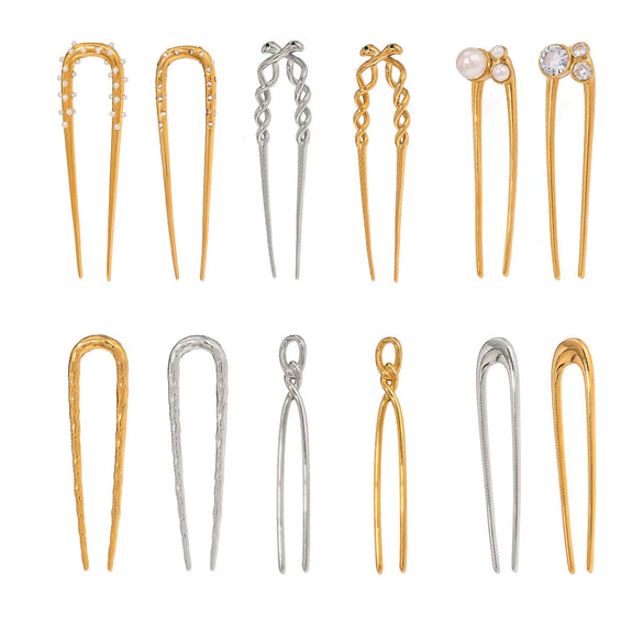 Wholesale Hairpin Stainless Steel 18K Gold Electroplated Geometric Light Luxury Jewelry