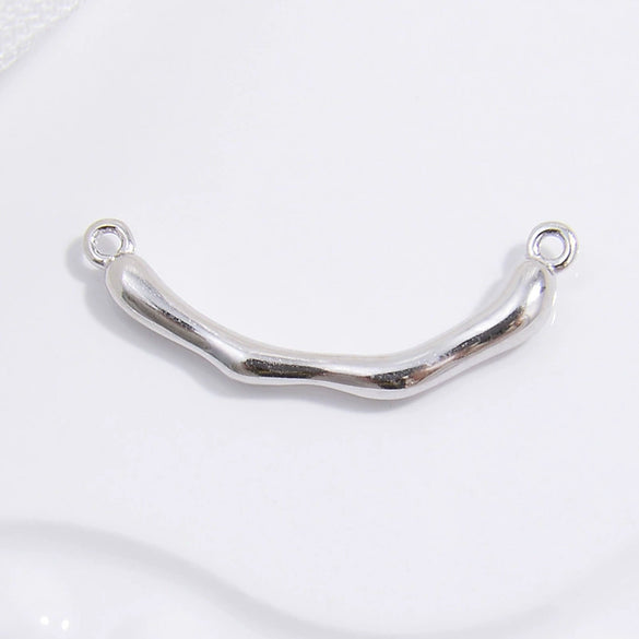 Wholesale Half Ring Elbow Pattern 925 Sterling Silver Handmade Diy Beaded Branch Ring With Pearl Double Hanging Electroplated