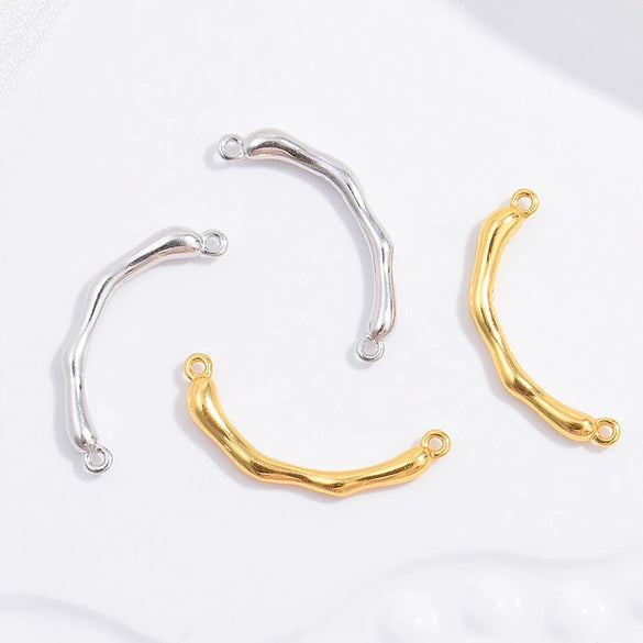 Wholesale Half Ring Elbow Pattern 925 Sterling Silver Handmade Diy Beaded Branch Ring With Pearl Double Hanging Electroplated