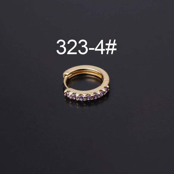 Wholesale Half Zirconium Ear Buckle Piercing Earrings In Copper With Geometric Design