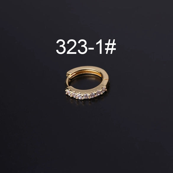 Wholesale Half Zirconium Ear Buckle Piercing Earrings In Copper With Geometric Design