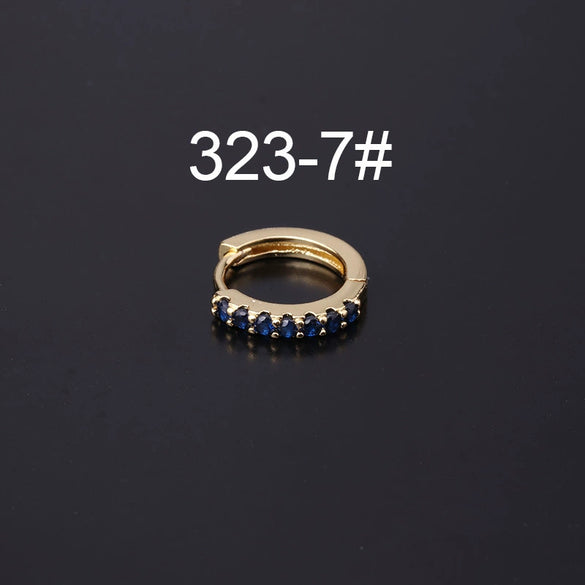 Wholesale Half Zirconium Ear Buckle Piercing Earrings In Copper With Geometric Design