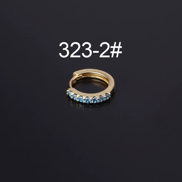 Wholesale Half Zirconium Ear Buckle Piercing Earrings In Copper With Geometric Design