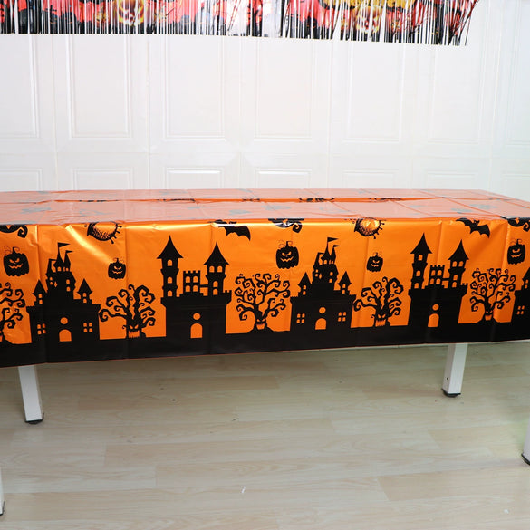 Wholesale Halloween Disposable Tablecloth In Black And White With Spider Web Pattern Made Of Plastic For Holiday Arrangement Decoration