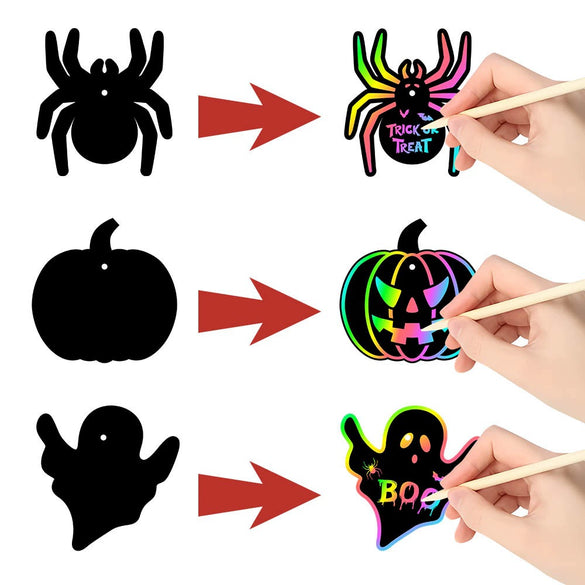 Wholesale Halloween Party Decoration Paper Scratch Card With Bat Skull Witch Ghost Patterns