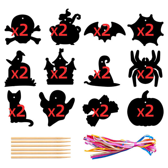 Wholesale Halloween Party Decoration Paper Scratch Card With Bat Skull Witch Ghost Patterns