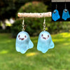 Wholesale Halloween White Luminous Ghost Pendant Earrings In Plastic And Resin With Dripping Oil Process Three Dimensional Cartoon And Cute Simple Style