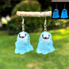 Wholesale Halloween White Luminous Ghost Pendant Earrings In Plastic And Resin With Dripping Oil Process Three Dimensional Cartoon And Cute Simple Style