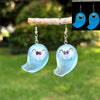 Wholesale Halloween White Luminous Ghost Pendant Earrings In Plastic And Resin With Dripping Oil Process Three Dimensional Cartoon And Cute Simple Style