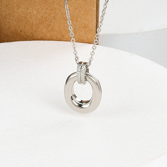 Wholesale Halo Necklace 925 Sterling Silver Geometric Pendant Electroplated Jewelry