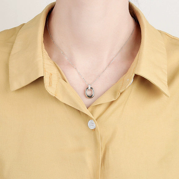 Wholesale Halo Necklace 925 Sterling Silver Geometric Pendant Electroplated Jewelry