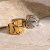Wholesale Hammer Pattern Open Ring Stainless Steel 18K Gold Electroplated Unisex