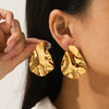 Wholesale Hammered Electroplated Geometric Stainless Steel Earrings For Women