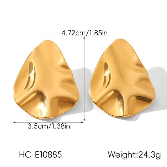 Wholesale Hammered Electroplated Geometric Stainless Steel Earrings For Women