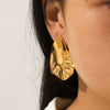 Wholesale Hammered Electroplated Geometric Stainless Steel Earrings For Women