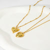 Wholesale Hammered Geometric Heart Pendant Electroplated 18K Gold Stainless Steel And Titanium Steel Necklace Unisex