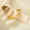 Wholesale Hammered Geometric 18K Gold Plated Stainless Steel Open Bracelet For Women
