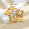 Wholesale Hammered Geometric Pattern Wide Square Bracelet For Women Stainless Steel 18K Gold Plated