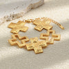 Wholesale Hammered Geometric Pattern Wide Square Bracelet For Women Stainless Steel 18K Gold Plated