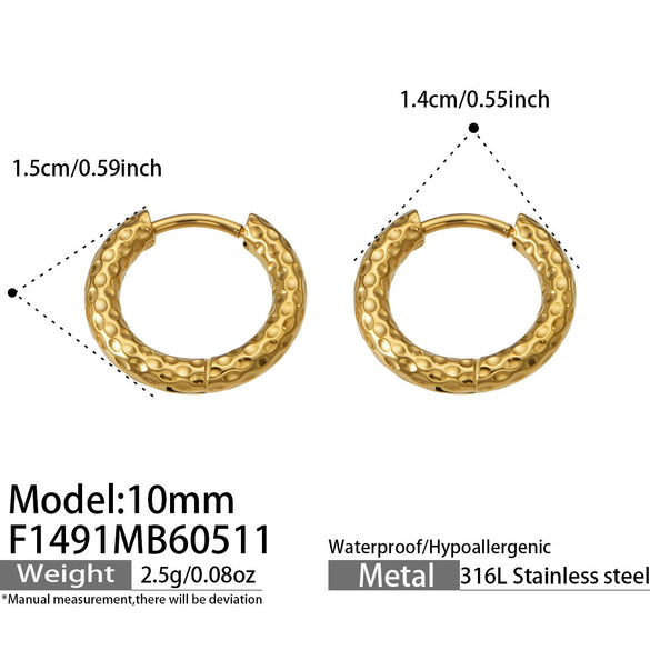 Wholesale Hammered Geometric Stainless Steel Electroplated Ear Clips Earrings For Women