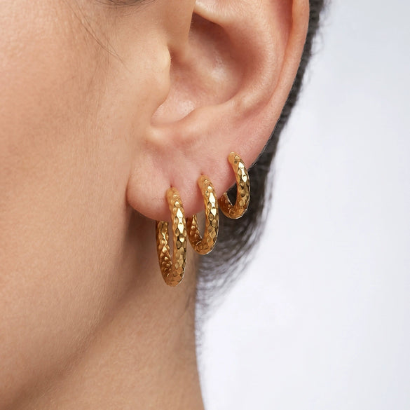 Wholesale Hammered Geometric Stainless Steel Electroplated Ear Clips Earrings For Women