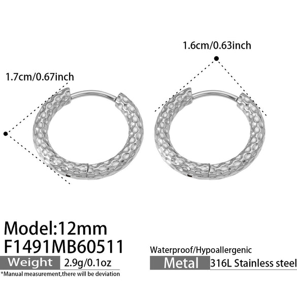 Wholesale Hammered Geometric Stainless Steel Electroplated Ear Clips Earrings For Women