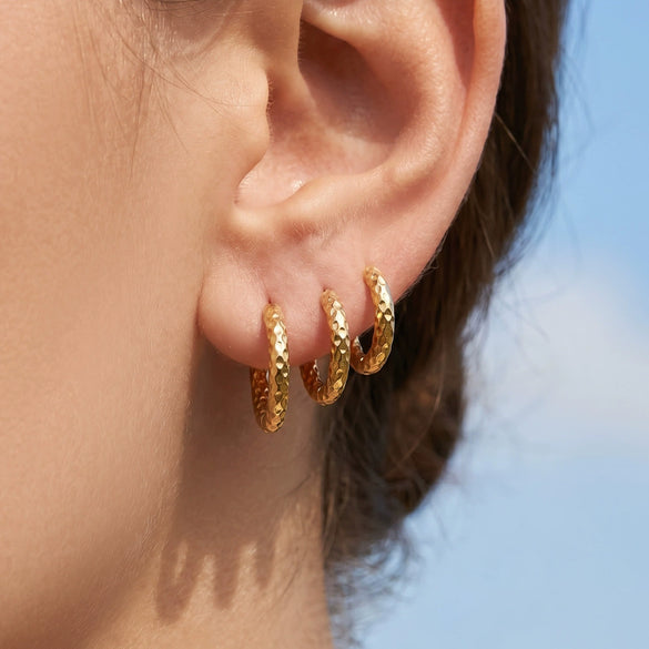 Wholesale Hammered Geometric Stainless Steel Electroplated Ear Clips Earrings For Women