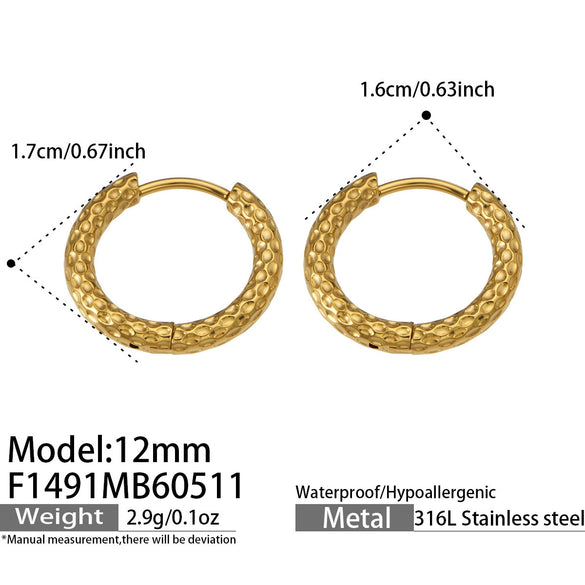 Wholesale Hammered Geometric Stainless Steel Electroplated Ear Clips Earrings For Women