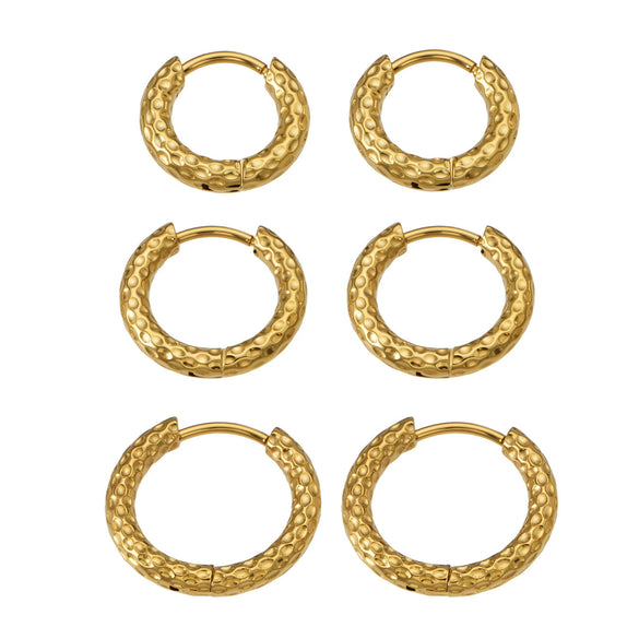 Wholesale Hammered Geometric Stainless Steel Electroplated Ear Clips Earrings For Women