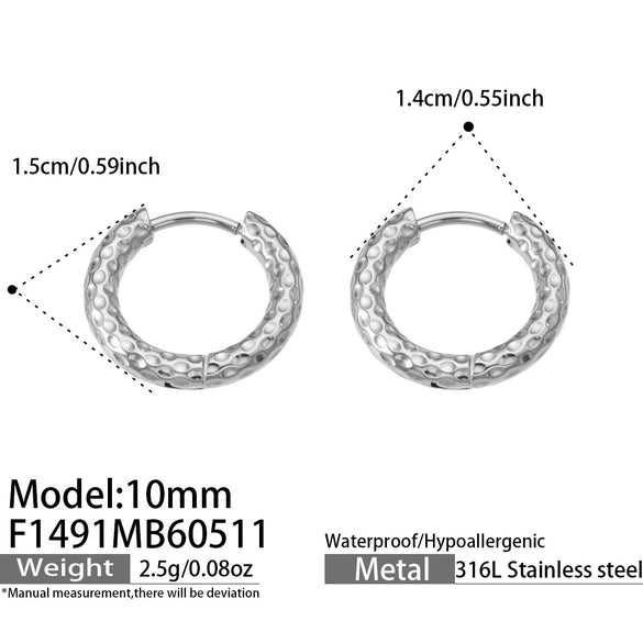 Wholesale Hammered Geometric Stainless Steel Electroplated Ear Clips Earrings For Women