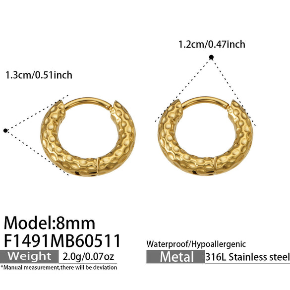 Wholesale Hammered Geometric Stainless Steel Electroplated Ear Clips Earrings For Women
