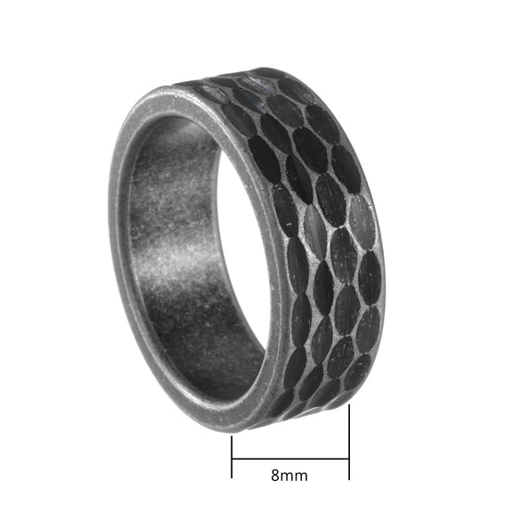 Wholesale Hammering Geometric Pattern Titanium Steel Ring For Men Retro Style With Old Processing