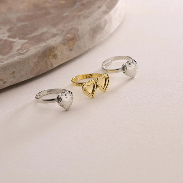 Wholesale Hand Jewelry Copper Doublelayer Heart Opening And Closing Ring Electroplating Minimalist Geometric Design For Women