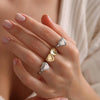 Wholesale Hand Jewelry Copper Doublelayer Heart Opening And Closing Ring Electroplating Minimalist Geometric Design For Women