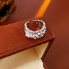 Wholesale Hand Jewelry Copper Geometric Vintage Retro Highend Open Ring Set With Zirconia For Women