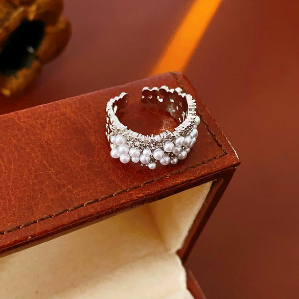Wholesale Hand Jewelry Copper Geometric Vintage Retro Highend Open Ring Set With Zirconia For Women