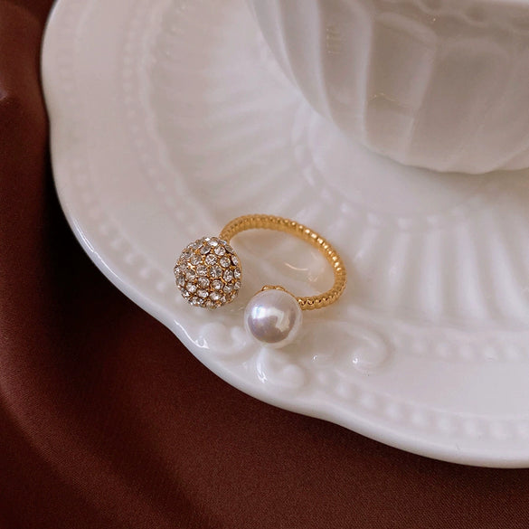 Wholesale Hand Jewelry Copper Geometric Vintage Retro Highend Open Ring Set With Zirconia For Women