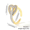 Wholesale Hand Jewelry Copper Inlaid Zirconium Heart Four Leaf Clover Open Ring Electroplating Geometric Style