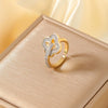 Wholesale Hand Jewelry Copper Inlaid Zirconium Heart Four Leaf Clover Open Ring Electroplating Geometric Style