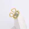 Wholesale Hand Jewelry Copper Real Gold Micropaved Geometric Cut Out Design Open Ring For Women