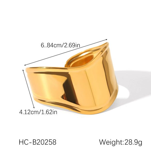 Wholesale Hand Jewelry Exaggerated Geometric Stainless Steel Open Bracelet 18K Goldplated Electroplated