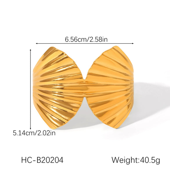 Wholesale Hand Jewelry Exaggerated Geometric Stainless Steel Open Bracelet 18K Goldplated Electroplated