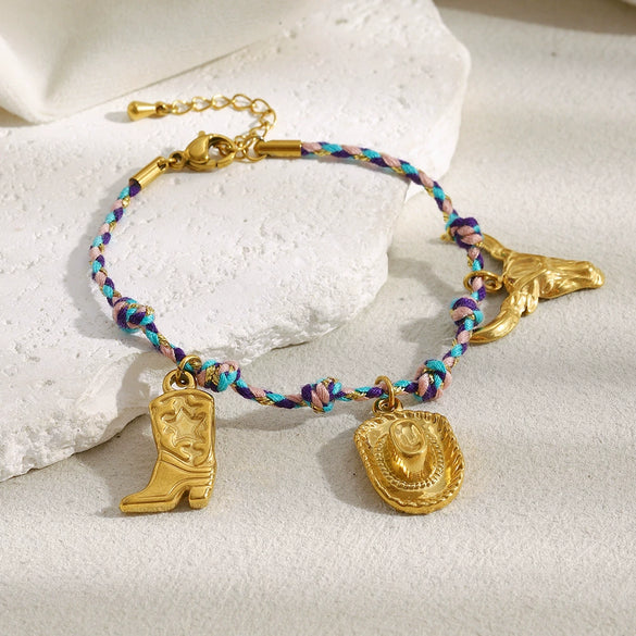 Wholesale Hand Jewelry For Women Stainless Steel 18K Gold Plated Geometric Pattern Light Luxury Bracelet