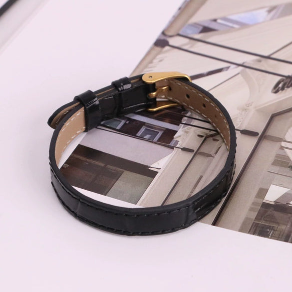 Wholesale Hand Jewelry Geometric Copper And Genuine Leather Electroplating Adjustable Bracelet