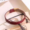 Wholesale Hand Jewelry Geometric Copper And Genuine Leather Electroplating Adjustable Bracelet