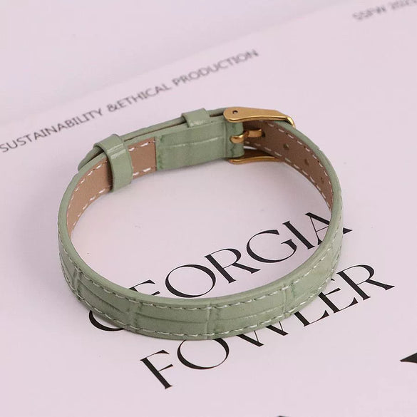 Wholesale Hand Jewelry Geometric Copper And Genuine Leather Electroplating Adjustable Bracelet