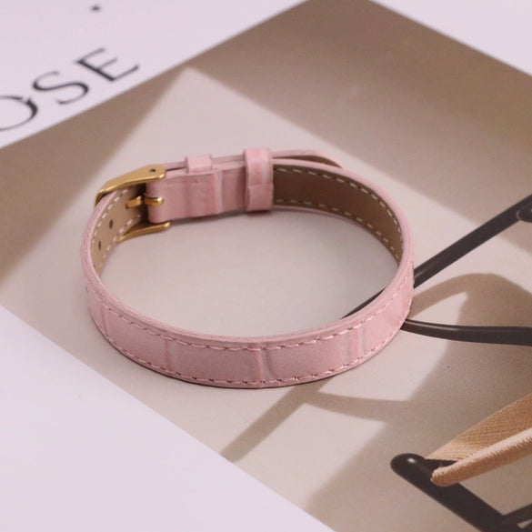 Wholesale Hand Jewelry Geometric Copper And Genuine Leather Electroplating Adjustable Bracelet