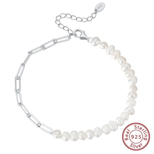 Wholesale Hand Jewelry S925 Silver Natural Pearl Handmade French Light Luxury Electroplating Women's Simple Minimalist Style