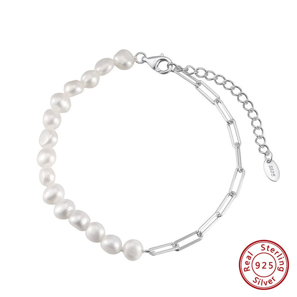 Wholesale Hand Jewelry S925 Silver Natural Pearl Handmade French Light Luxury Electroplating Women's Simple Minimalist Style